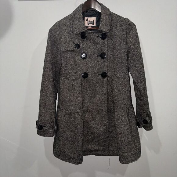 Brownie Peacoat Sz Small‎ Wool/Acrylic/Poly Blend Buttons Accent Preppy Formal - Picture 1 of 12